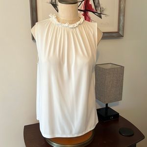 Zara white polyester sleeveless blouse, size M